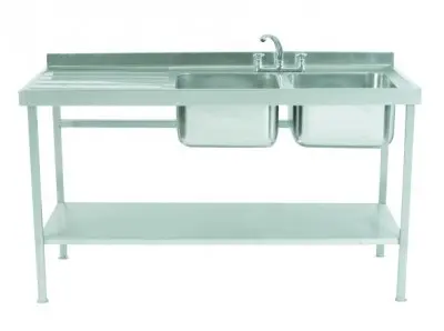 //Parry SINK1560DBLFP - Stainless Steel Self Assembly Sink Double Bowl Single Drainer Left