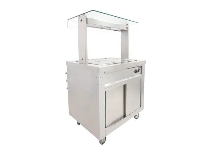 Parry FS-HB2 - Flexi Serve Hot Cupboard with Dry Well Bain Marie Top and Heated Gantry and Sneez Guard Glass and Tray Slide