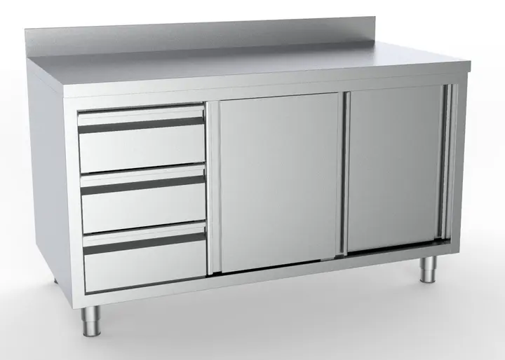 700 WORKTABLE SLIDING DOORS DRAWERS LEFT WITH UPSTAND 1400