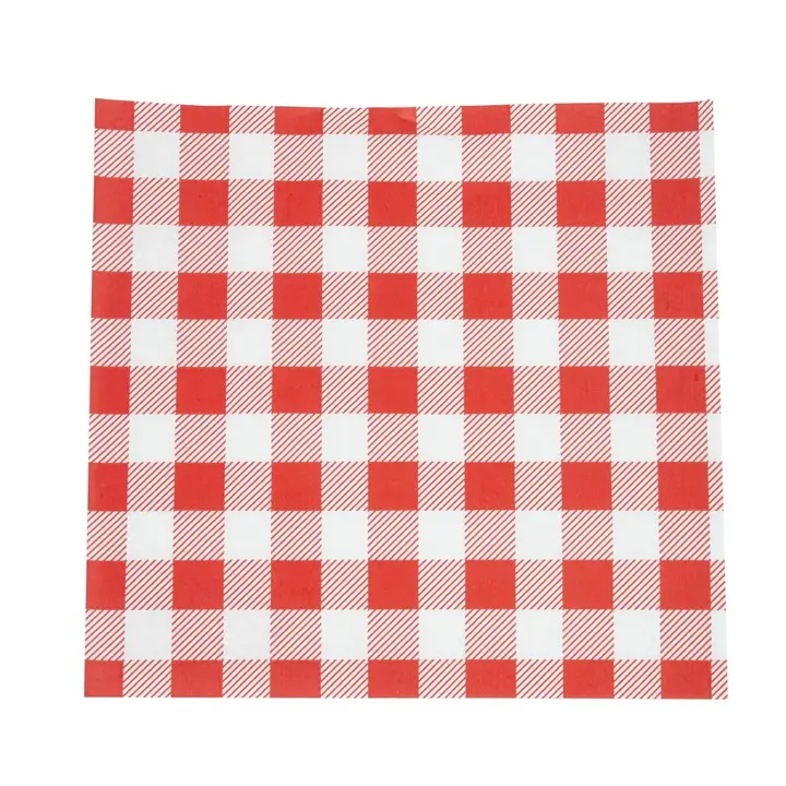 Greaseproof Paper Sheets Red Gingham 250 x 250mm (200 pack)