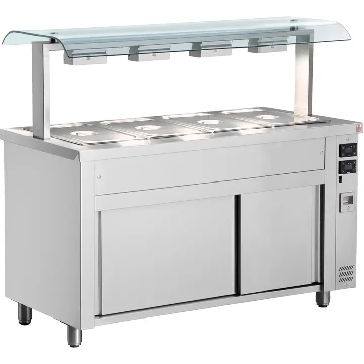 INOMAK Bain Marie With Double Sneeze Guard 4x GN1/1