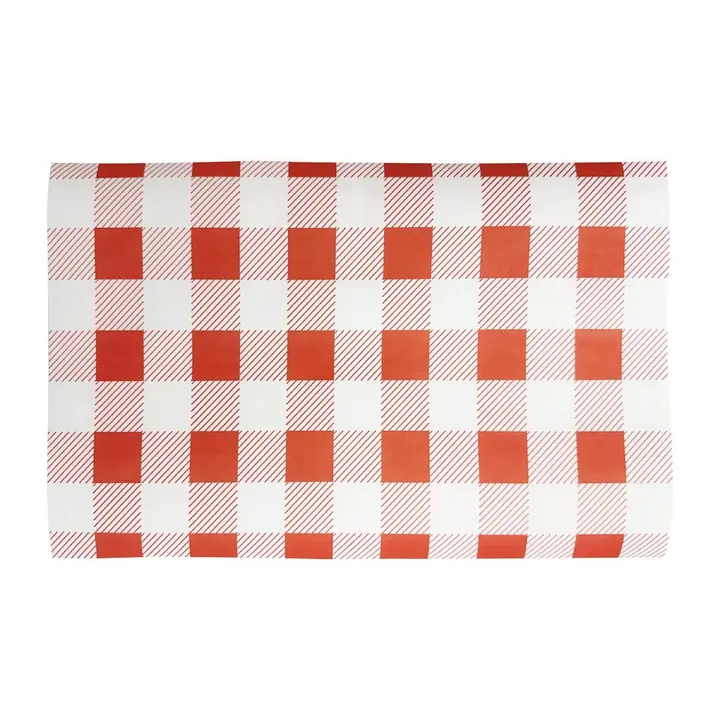 Fiesta Compostable Red Gingham Greaseproof Sheets 310x190mm (200 Pack)
