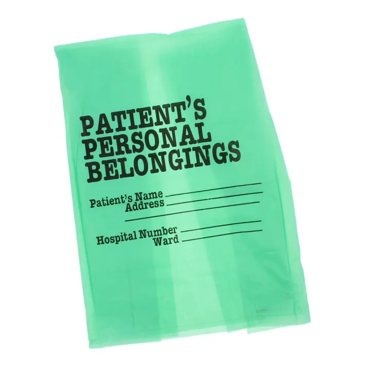 Hd Patients Personal Belongings Bag Green 80 Gauge 20"x30"