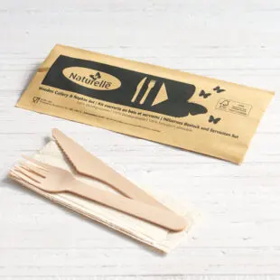 3 In 1wooden Cutlery Set - Fork, Knife, Napkin (50 Sets )