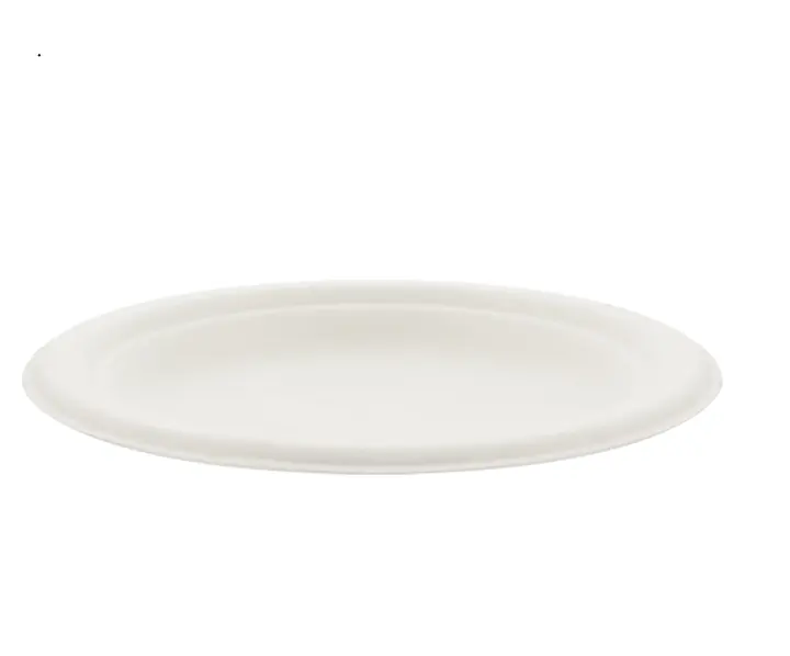 7" Round Bagasse Dinner Plate White