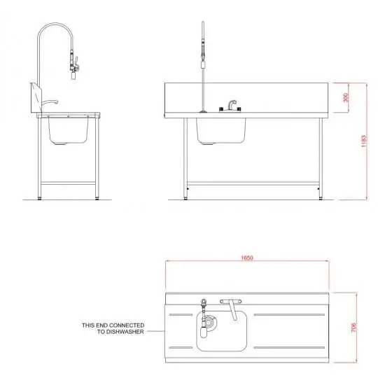 Hobart SD1650L/R Inlet Triple Rack Table & Sink