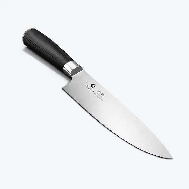 Imarku 8 Inch Japanese Chef Knife Gyuto Carbon Steel Hand Forged for Kitchen - Black