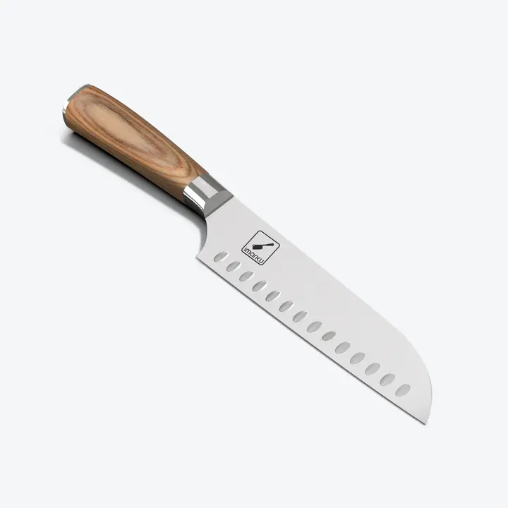 Forged Stainless Steel Santoku Knife 7" Razor Sharp Japanese Chef Knife - Wood