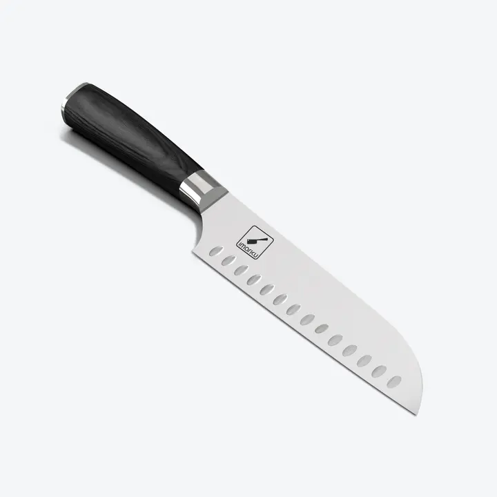 Forged Stainless Steel Santoku Knife 7" Razor Sharp Japanese Chef Knife - Black