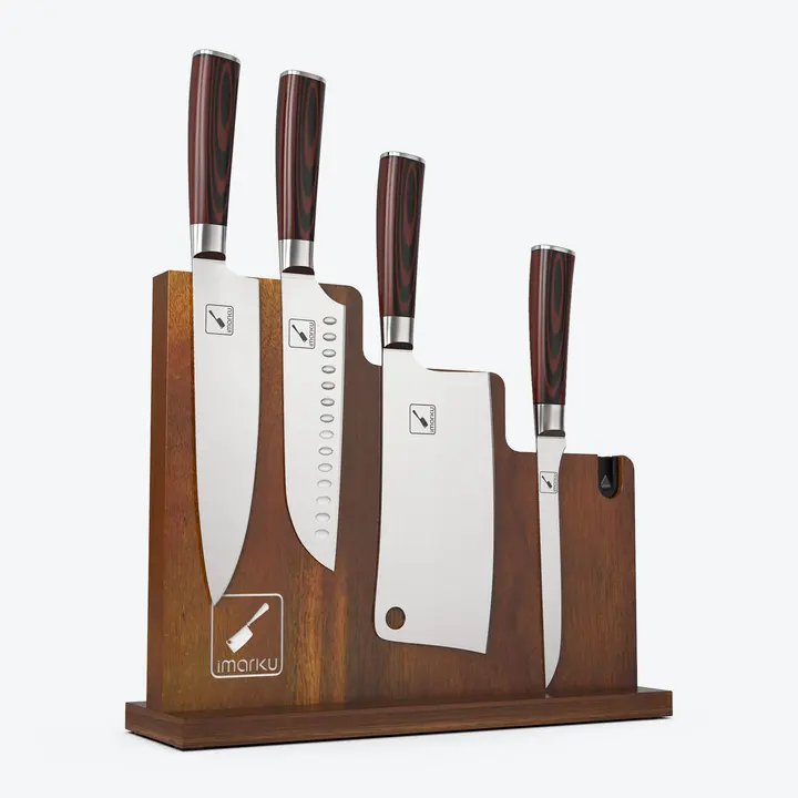 4-Piece Kitchen Starter Knife Set with Wooden Magnetic Block - Staircase