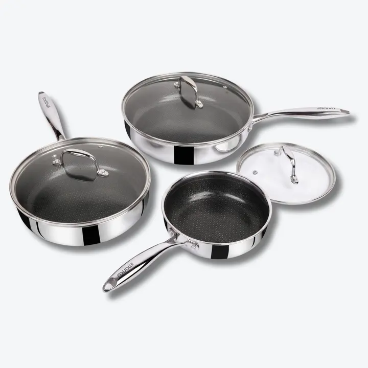8", 10"&12" Stainless Steel Cookware PFOA Free Non-Stick Pan with Lid for Induction - 8"&10"&12"