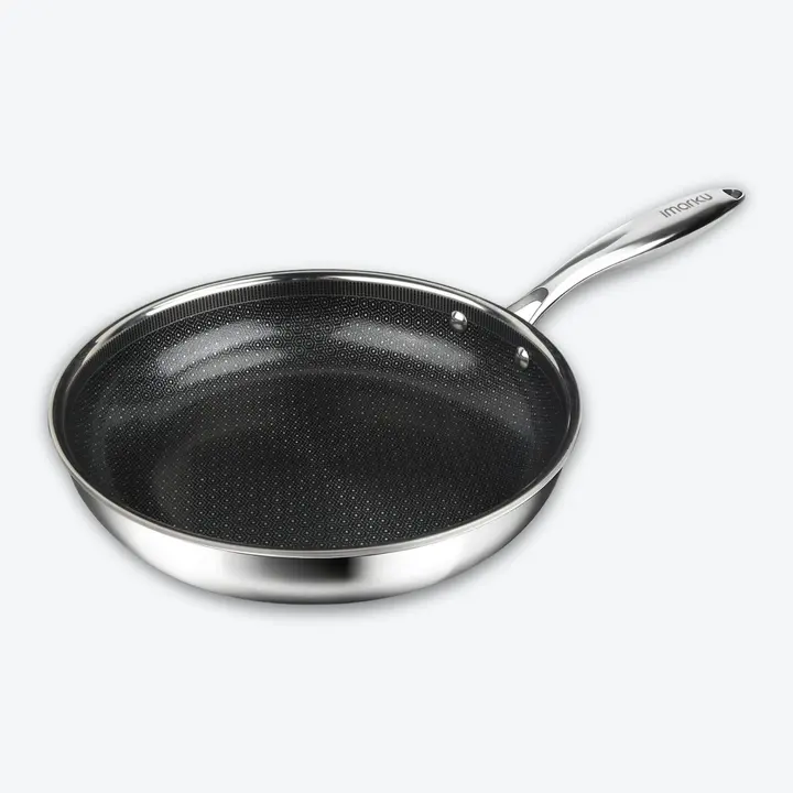 Hybrid Stainless Steel Non Stick Frying Pan 8" 10“ & 12" with Honeycomb Ceramic Surface - 10"