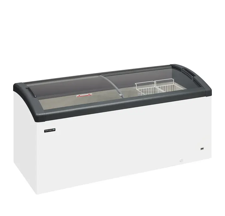 Tefcold FOCUS 171 GREY Sliding Curved Glass Lid Chest Freezer