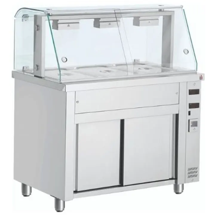 INOMAK Bain Marie With Heated Cupboard And Glass Canopy 3 x GN1/1 MIV711