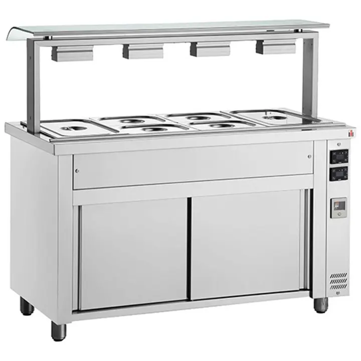INOMAK Bain Marie With Heated Cupboard & Sneeze Guard 4x GN1/1 MJV714