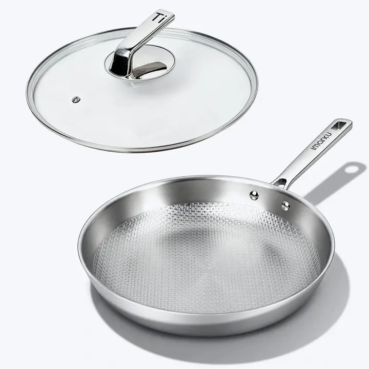 Imarku Titanium Nonstick Frying Pans with Lids | 8", 10", 12" - 12"