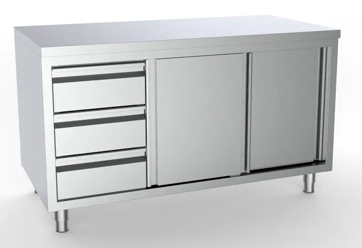 CombiSteel 700 Worktable Sliding Doors Drawers Left 1600 MM