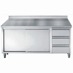 CombiSteel 700 Worktable Upstand 2 Sliding Doors 3 Drawers 1600